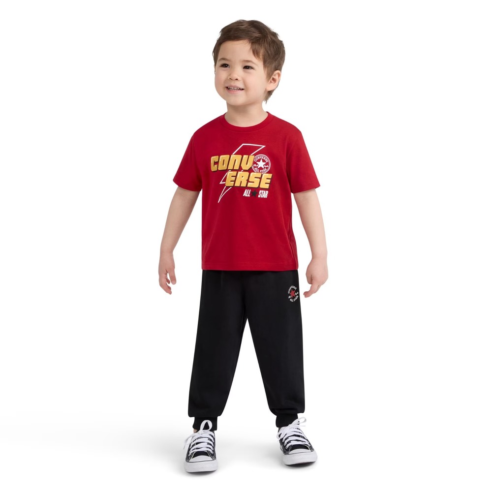 Converse Toddler Boys Tee and Joggers 2-Piece Set Red Black 12M NWT